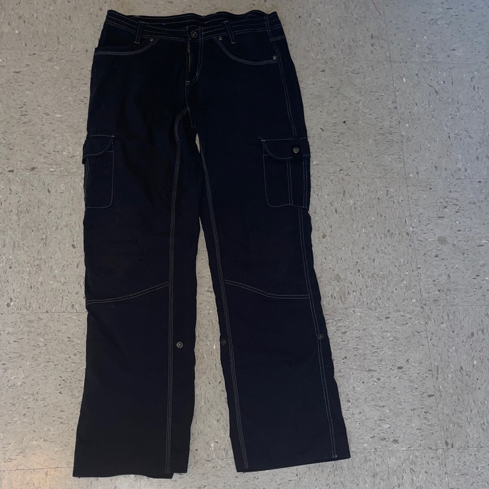 KUHL Pants Womens 8 Black Splash Roll up Convertible Cargo Vintage Patinadye